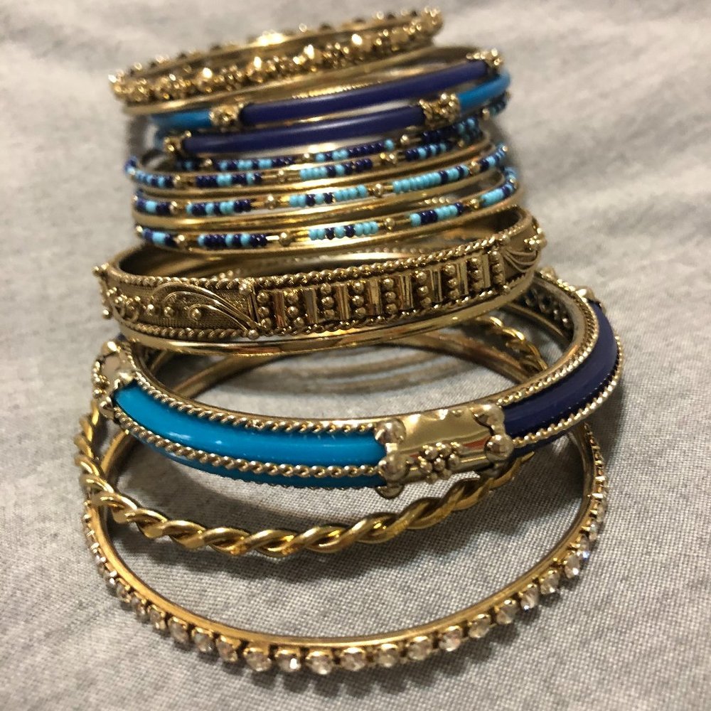 Gold, Blue, Turquoise Stack Bracelets (Nordstrom) - image 4